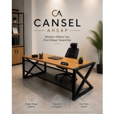 Cansel Ahşap Ahsap Kütük Endüstriyel Rustik Masif Ofis Masası