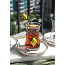 Qualitev 18 Parça Limon Dekorlu Çay Seti Limonlu Çay Takımı
