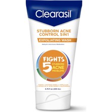 TeknoKapsül Clearasil Inatçı Akne Kontrolü 5'i 1 Arada Eksfoliye Yıkama 6.78 Fl. Oz., Blok Gözenekleri Azaltır, Sivilce Boyutu, Aşırı Yağ, Akne Işaretleri, Siyah Noktaları