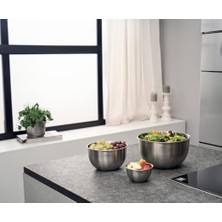 TeknoKapsül Fresh & Save Bowls Vakumlu Saklama Kabı, L, 24 Santimetre, Paslanmaz Çelik, Metalik Gri