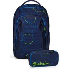 Satch Match Plus Okul Sırt Çantası Seti 2 Parça. Kalem Kutusu Dahil (Blue Tech)