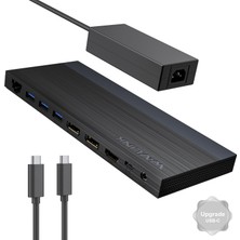 Wavlink Wavlınk Dizüstü Bilgisayar Bağlantı Istasyonu, Bağlantı Istasyonu 2* Dp + Hdmı, 4K@144Hz, 130 W Pd Şarj Cihazı, Usb-C/a 10 Gb, 3* Usb-A 5gb, Ses, Gigabit Ethernet'li 3 Monitör, Dell, Hp, Lenovo, Windo