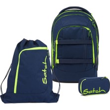 Satch Pack Okul Sırt Çantası Seti 3 Parça. Kalem Kutusu ve Spor Çantasıyla Birlikte (Zehirli Sarı)
