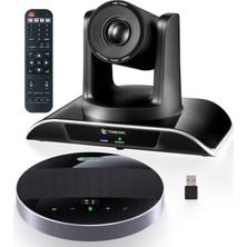 Tongveo Aı Otomatik Takip Konferans Odası Kamera Sistemi ve Bluetooth Mikrofon, 1080P 60FPS 3x Optik Zoom Usb3.0 HDMI Ptz Kamera Aı Otomatik Takip ve Mikrofonlu Konferans Hoparlörü