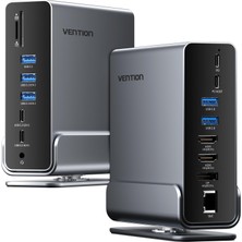 Vention Ventıon USB C Bağlantı Istasyonu, 15'i 1 Arada Bağlantı Istasyonu Dizüstü Bilgisayar 3 Monitör Desteği 2*4k HDMI + Dp, Thunderbolt 3/4, Dell/hp/lenovo ile Uyumlu, 10 Gbps Usb, 100 W Pd, Gigabit Ethern
