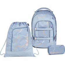 Satch Pack Okul Sırt Çantası Seti 3 Parça. Kalem Kutusu ve Spor Çantasıyla Birlikte (Canlı Mavi)