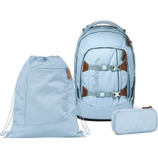 Satch Pack Okul Sırt Çantası Seti 3 Parça. Kalem Kutusu ve Spor Çantasıyla Birlikte (Nordic Buz Mavisi)