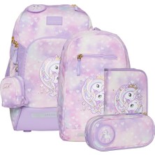 Beckmann, Okul Sırt Çantası Seti Active Air Flx Unicorn Princess Purple, 6 Parça, Ilkokul, Yağmurluk Dahil, 22L, Mor