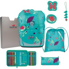 Derdiedas Okul Çantası Ergoflex Tiny Set 6 Parça Kelebek Bahçesi Turkuaz