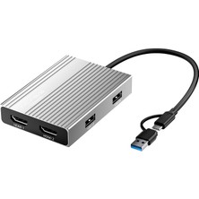 Acasis Acasıs DS0602 Displaylink Bağlantı Istasyonu, Usb-C/a'dan Çift HDMI 4K@60Hz'ye
