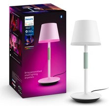 Philips Hue White & Color Ambiance Go Taşınabilir Masa Lambası (530 Lm), 16 Milyon Renkli Hue Aydınlatma Sistemi Için Kısılabilir LED Işık, Ses Veya Uygulama Aracılığıyla Akıllı Işık Kontrolü, Beyaz