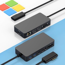 Rocketek Üç Ekranlı Yeni Microsoft Surface Dock, Güç Adaptörlü Çift Hdmı+Vga, Microsoft Surface Pro 11/10/9/8/x/7/6/5/4/3 Için 12'si 1 Arada Surface Yerleştirme Istasyonu, Surface Laptop 7/6/5/4/3/2/1
