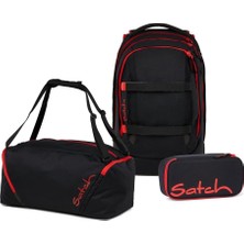 Satch Pack Okul Sırt Çantası Seti 3 Parça. Kalem Kutusu ve Spor Çantası Dahildir (Fire Phantom)