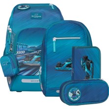 Beckmann, Okul Sırt Çantası Seti Active Air Flx Racing, 6 Parça, Ilkokul, Yağmurluk Dahil, 22L, Yeşil