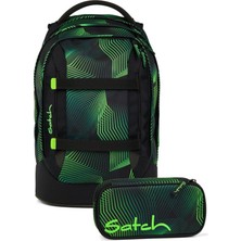 Satch Pack Okul Sırt Çantası Seti 2 Parça. Kalem Kutusu Dahil (Sismik Yeşil)