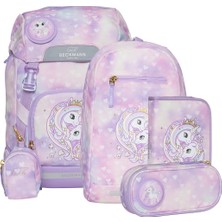 Beckmann, Klasik Unicorn Prenses Mor Okul Sırt Çantası Seti, 6 Parça, Ilkokul, Ergonomik, Yağmurluk Dahil, 22L