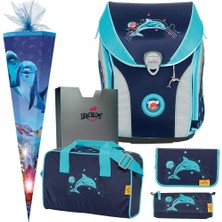 derdiedas glitter dolphin - dolphin ergoflex max okul çantası seti 6 parça. -  okul çantası