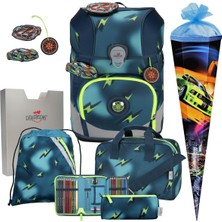 Derdiedas 1. Sınıf Kız ve Erkek Okul Çantası Ergoflex Tiny (Spor Çantası Okul Çantası L ile 7 Parçalı Set, Magic Light)