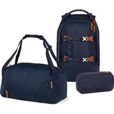 Satch Pack Nordic Black Skandi Edition Okul Sırt Çantası Seti 3'lü. Kalem Kutusu ve Spor Çantası Dahildir (Iskandinav Mavisi)