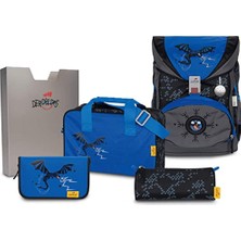 Derdiedas Okul Çantası Seti 5 Parçadan Oluşuyor. Ergoflex Özel Superflash Mavi Köpekbalığı