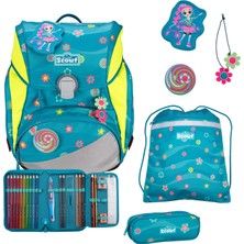 Scout Alpha Okul Sırt Çantası Seti 4'lü, Ilkokul 1. Ila 4. Sınıflar Için Yumuşak Okul Sırt Çantası - Geniş, Güvenli ve Ergonomik, Yüksekliği Ayarlanabilir, Yakl. 20 Lt Hacim (Küçük Çiçekler)