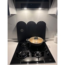 Technoloby Büyük Boy Yağ Sıçratmaz, Ocak Arkası Koruyucu 5 Kanatlı Katlanabilir Metal Ocak Koruyucu Yağ Siperliği 100X46 cm