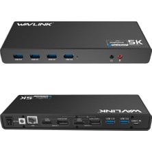 Wavlink Wavlınk USB 3.0 USB C Ultra 5k Evrensel Yerleştirme Istasyonu, Mac ve Windows Için Çift 4K Video Çıkışını Destekler, Yeni MacBook Neo ile Uyumlu (Displayport ve Hdmı, Gigabit Ethernet, 6 USB 3.0 Bağla