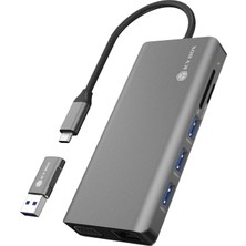 Icy Box Usb-C Bağlantı Istasyonu (12'si 1 Arada), 3 Monitör Için (2x HDMI ve 1x Vga), 4 Yollu USB 3.0 Hub, 100W Güç Dağıtımı, Gigabit Ethernet, Kart Okuyucu, IB-DK4070-CPD
