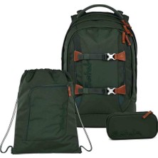 Satch Pack Nordic Skandi Edition Okul Sırt Çantası Seti 3 Parça. Kalem Kutusu ve Spor Çantası Dahildir (Nordic Orman Yeşili)