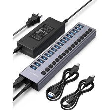 Acasis Acasıs 16 Bağlantı Noktalı USB 3.2 Hub, 10 Gbps, 96 W Güç Kaynağına Sahip Aktif USB Dağıtıcısı