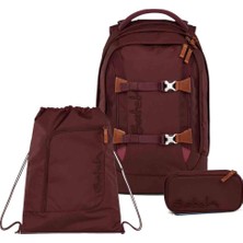 Satch Pack Nordic Skandi Edition Okul Sırt Çantası Seti 3 Parça. Kalem Kutusu ve Spor Çantası Dahildir (Nordic Ruby)