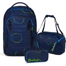 Satch Match Plus Okul Sırt Çantası Seti 3 Parça. Kalem Kutusu ve Spor Çantası Dahildir (Blue Tech)