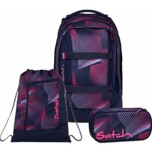Satch Pack Okul Sırt Çantası Seti 3 Parça. Kalem Kutusu ve Spor Çantası Dahildir (Sismik Pembe)