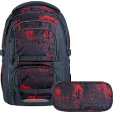 Coocazoo Porter Laser Lights Okul Sırt Çantası Seti 2 Parça. Kalem Kutusu Dahil (Kırık Siyah)