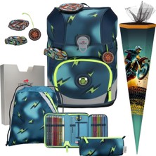 Derdiedas 1. Sınıf Kız ve Erkek Okul Çantası Ergoflex Tiny (M Okul Çantasıyla Birlikte 6 Parçalı Set, Magic Light)