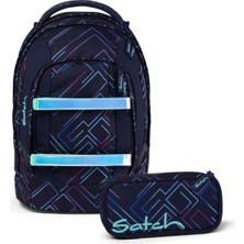 Satch Pack Okul Sırt Çantası Seti 2 Parça. Kalem Kutulu (Mor Lazer)