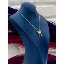 Livora Jewelry 925 Ayar Gümüş Gold Kaplama Zarif Özel Tasarım Kadın Kolye
