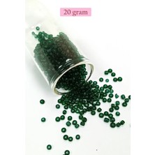 Hace Bazaar Dökme Cam Kum Boncuk (8/0) 3 mm - 20 Gram - Şeffaf Koyu Yeşil - BNC155 -Hcb