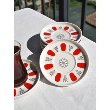 Qualitev 6\'lı Porselen Dik Kenarlı Çay Tabağı 12 cm Acem Modern Çay Tabak