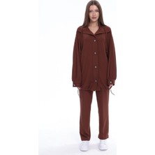 Zuhal Yıldız Collection Kadın Tesettür Oysho Kumaş Düğmeli Pantolonlu Ikili Takım
