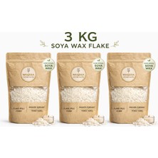 Waxera %100 Doğal Soya Wax 3 kg Flake (Pul) Yaprak Mum Yapımı Için – Parafin Içermez, Temiz Yanış, Premium Kalite