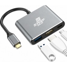 Steep Solid Type-C 3'ü 1 Arada HDMI 1080P USB 3.0 Type-C Şarj Girişl Macbook ile Uyumlu