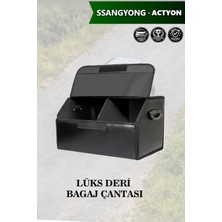 Automod Ssangyong Actyon Uyumlu Kapaklı Deri Battal Boy Lüks Siyah Çanta Premium