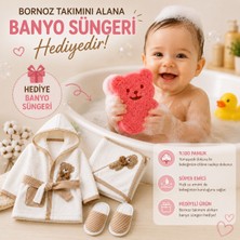 Ens Group Avm Bebek Bornoz Seti %100 Pamuk 0-1 Yaş Kapüşonlu Yenidogan Ayıcık Nakişli Bornoz Havlu Terlik Kese + 4 Renkli Banyo Süngeri Hediyeli