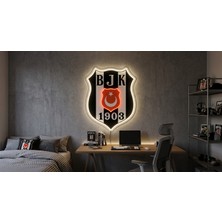 3D Bade Beşiktaş Özel Seri Neon LED Duvar Dekoru