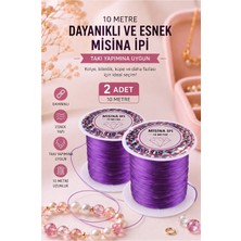 ArtMaster Mor Misina Ipi 0.5mm 10 Metre 2 Adet Esnek Boncuk Takı Dizme Ipi Elastik Ip Bileklik Aksesuar Lastiği Yuvarlak Elyaf