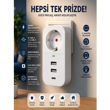 ÇELİKWORK Termal Akım Korumalı Çoklayıcı Priz 2 USB-A 1 PD Type-C 1 Soket 3680W Güvenli