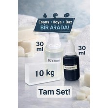 Organik Hekim Kendi Sabununu Yap! 10 kg Şeffaf Sabun Bazı + Süt Esansı +Mavi Boya