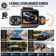 King Shark 4 Kameralı Araç Kamera Sistemi 1080P Full Hd Dash Cam – Ön Arka Iç Yan Kayıt