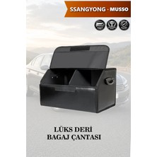 Automod Ssangyong Musso Uyumlu Lüks Kapaklı Battal Boy Deri Siyah Çanta Premium